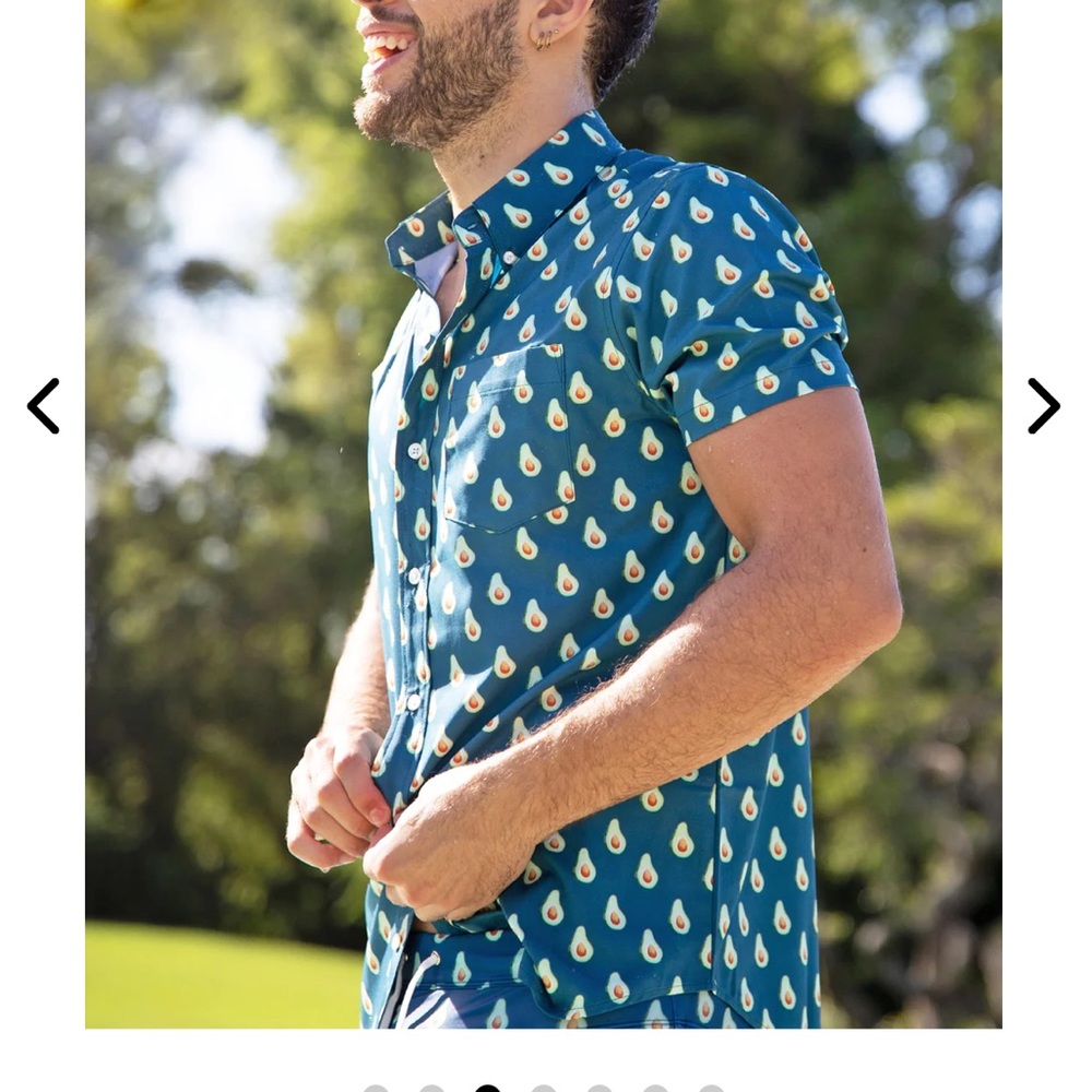 Bermies Swim Short Sleeve Avocado Shirt Size M